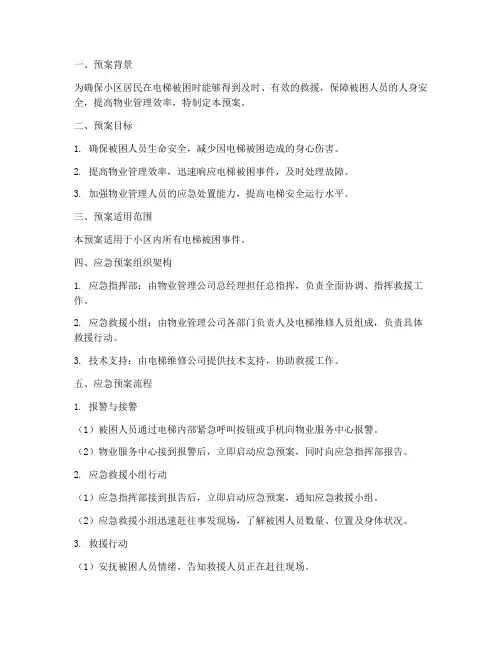 物业电梯被困应急预案