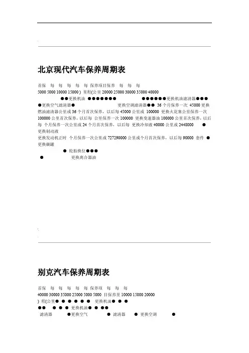 北京现代汽车保养周期表