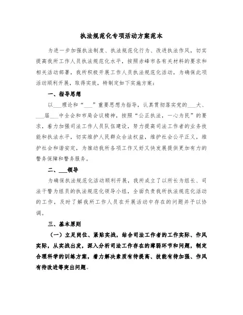 执法规范化专项活动方案范本(3篇)