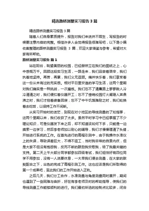 精选路桥测量实习报告3篇