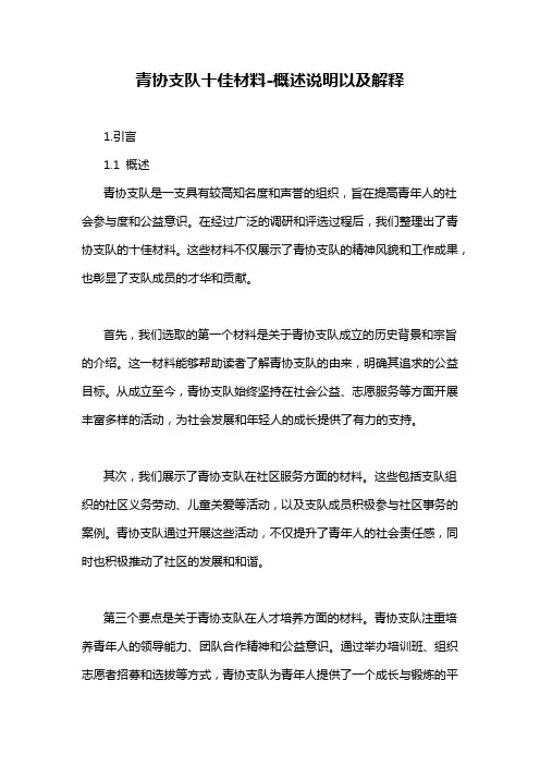 青协支队十佳材料-概述说明以及解释