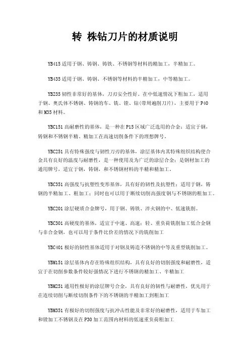 转株钻刀片的材质说明