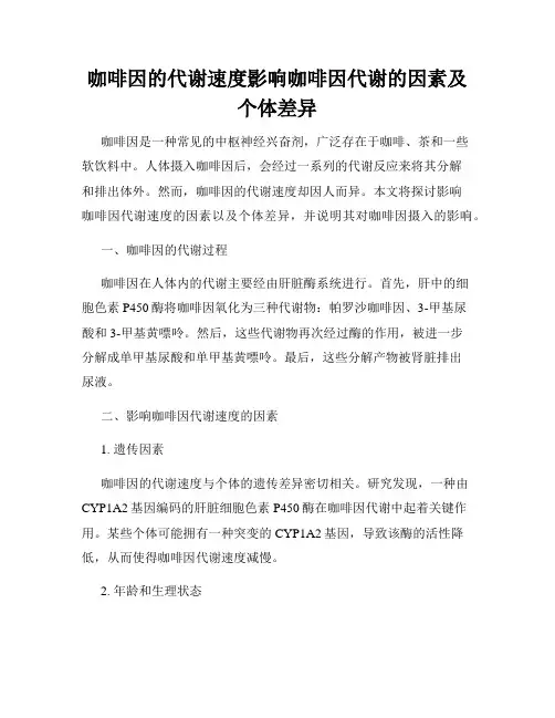 咖啡因的代谢速度影响咖啡因代谢的因素及个体差异
