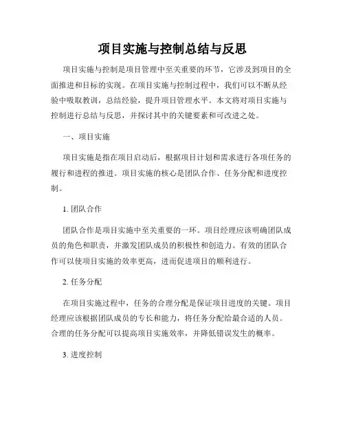 项目实施与控制总结与反思