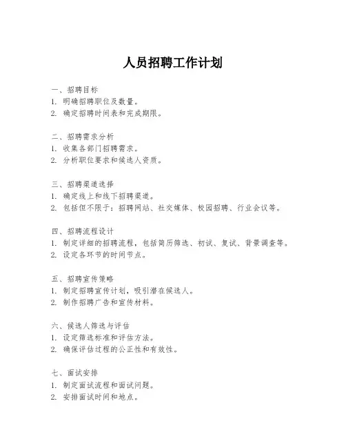 人员招聘工作计划