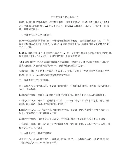 审计专项工作情况汇报材料
