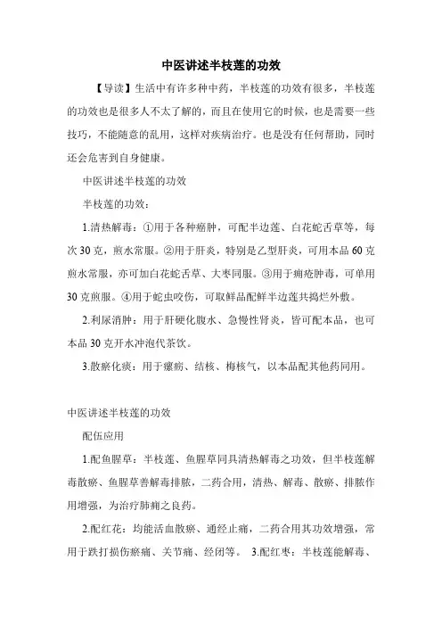 中医讲述半枝莲的功效