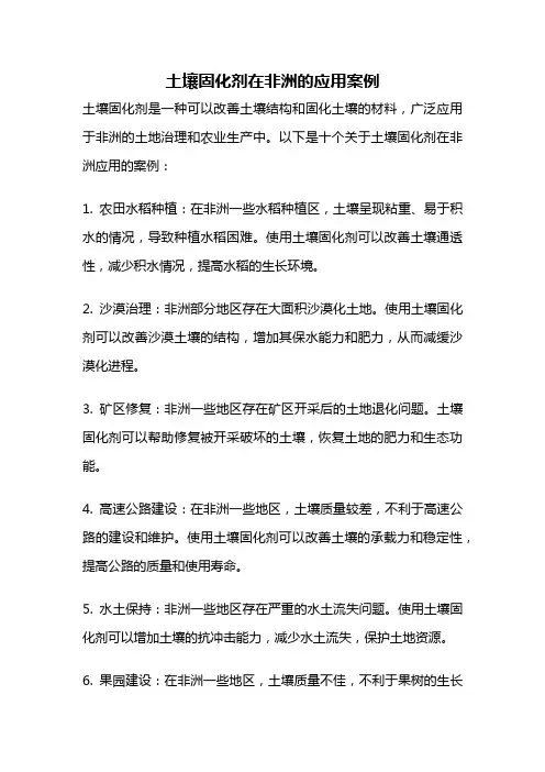 土壤固化剂在非洲的应用案例
