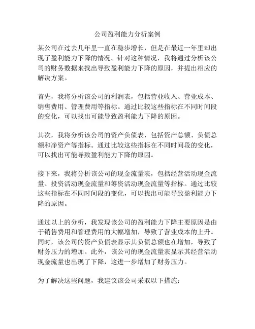 公司盈利能力分析案例