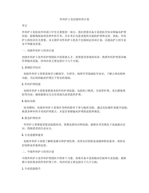 外科护士各层级培训计划