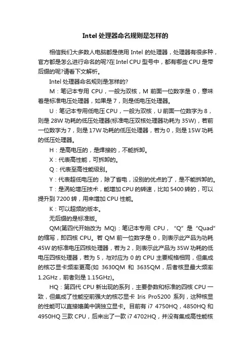 Intel处理器命名规则是怎样的