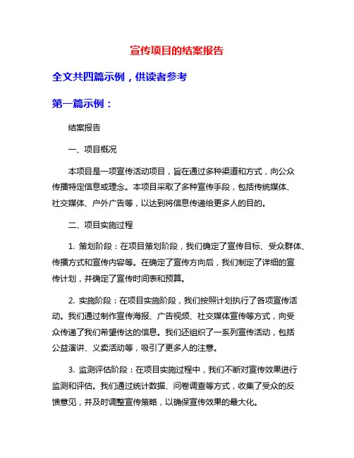 宣传项目的结案报告