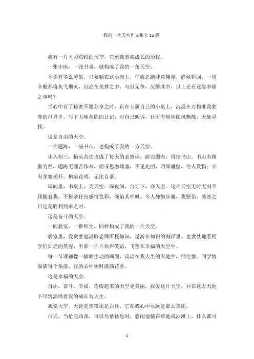 我的一片天空作文范文精编