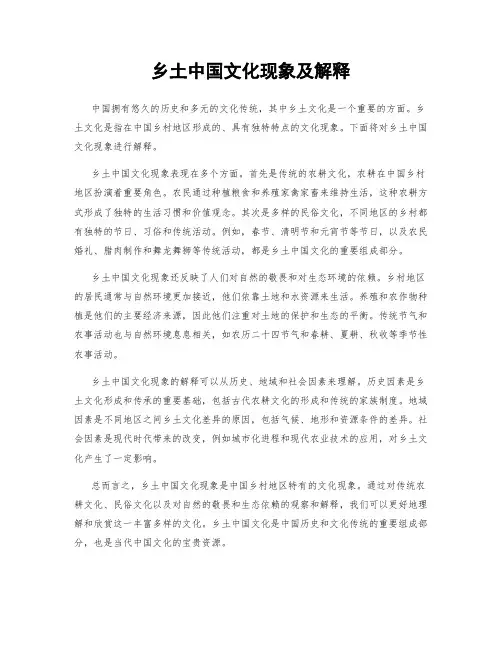 乡土中国文化现象及解释
