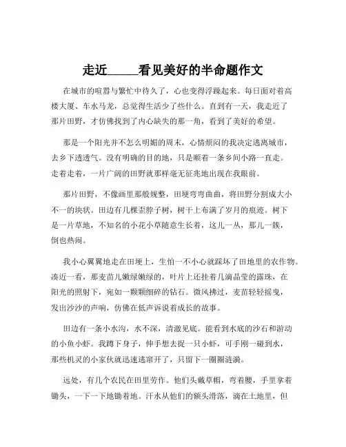 走近_____看见美好的半命题作文