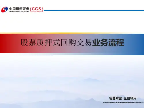 股票质押式回购业务培训-业务流程篇