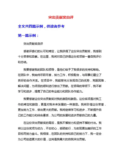 突出贡献奖自评