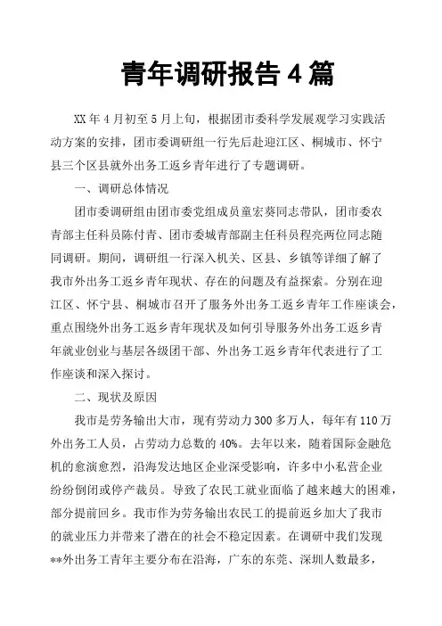 青年调研报告4篇