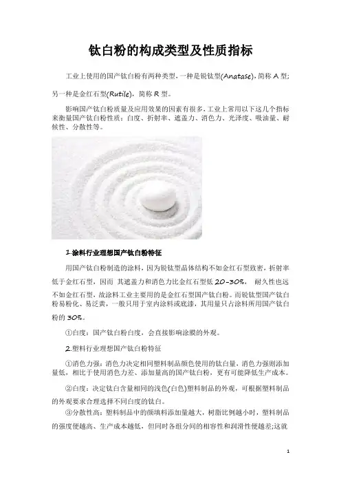 钛白粉的构成类型及性质指标