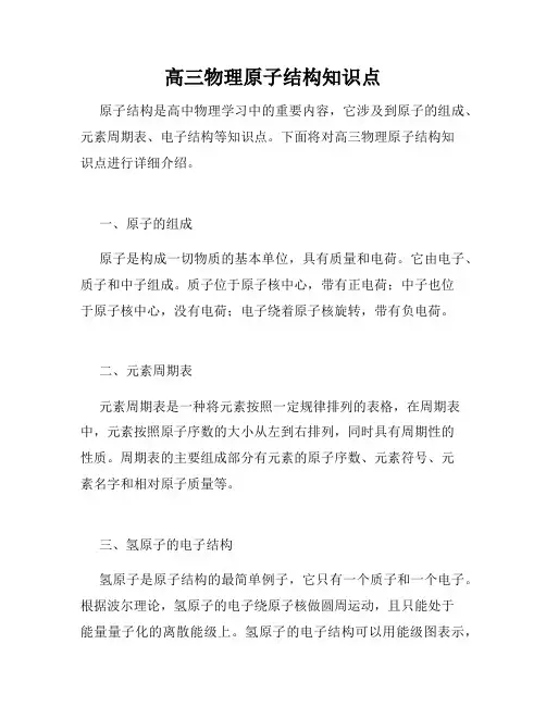 高三物理原子结构知识点