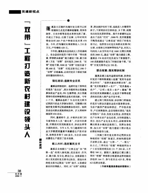 『双带』工程打造新农村建设领头人