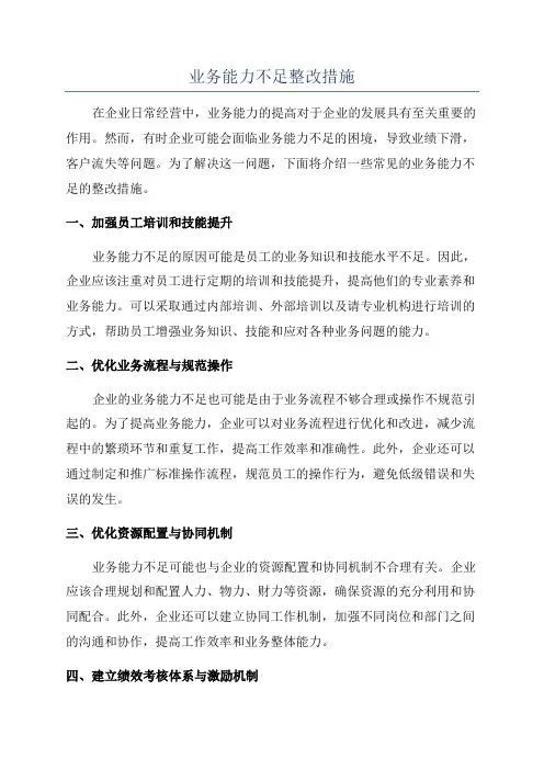 业务能力不足整改措施