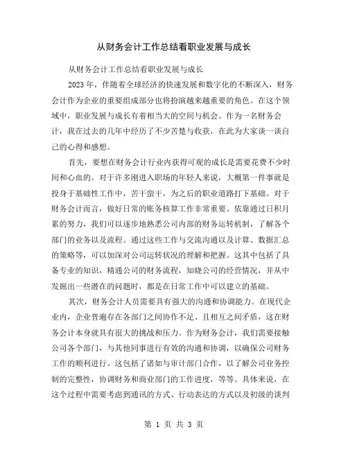 从财务会计工作总结看职业发展与成长