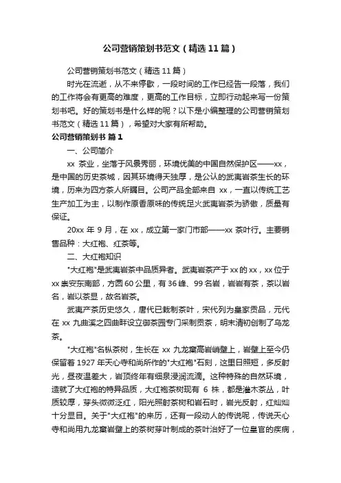公司营销策划书范文（精选11篇）