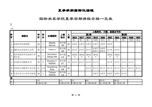 国际关系学院夏季学期课程安排一览表
