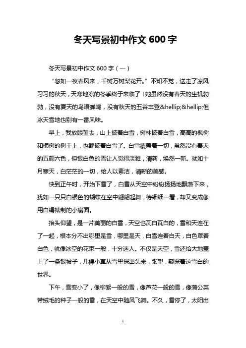 冬天写景初中作文600字