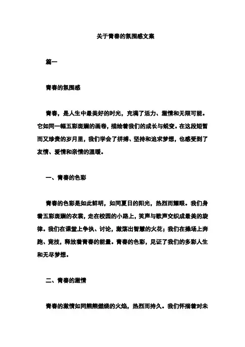 关于青春的氛围感文案