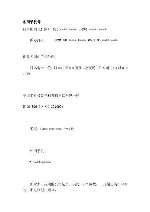 各国手机号[会要]