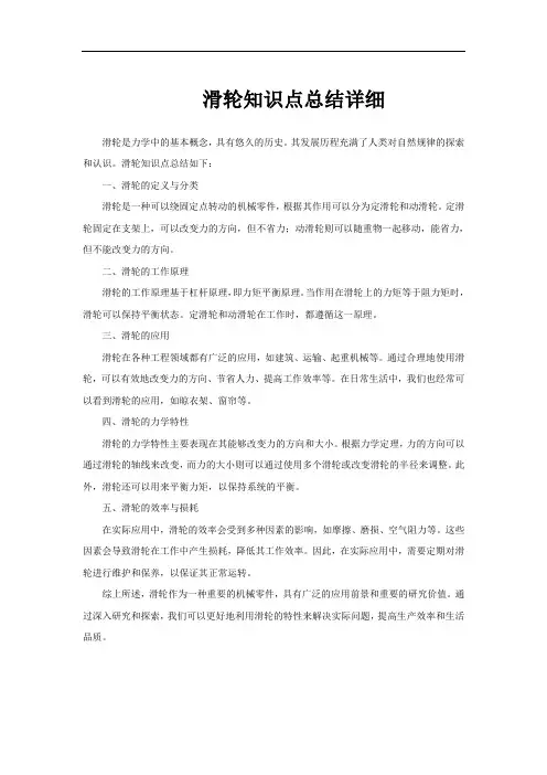 滑轮知识点总结详细