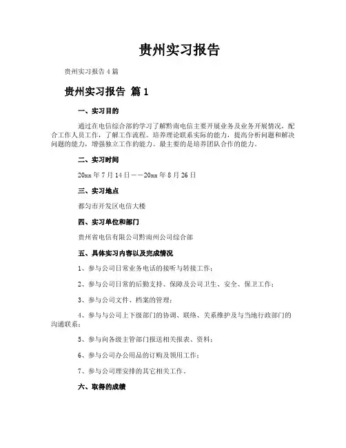 贵州实习报告