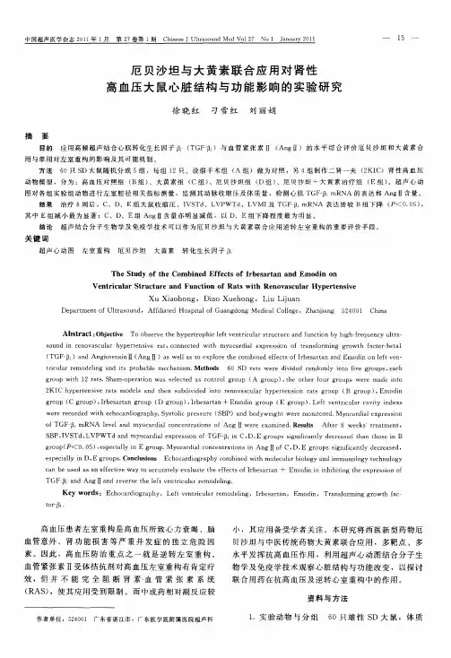 厄贝沙坦与大黄素联合应用对肾性高血压大鼠心脏结构与功能影响的实验研究(1)