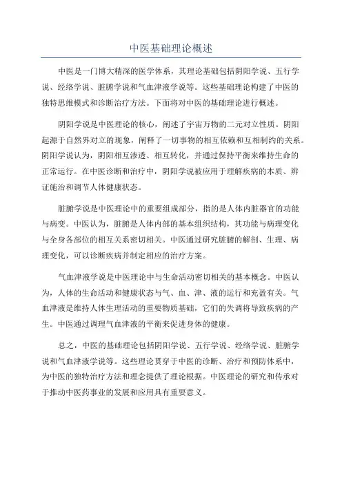 中医基础理论概述