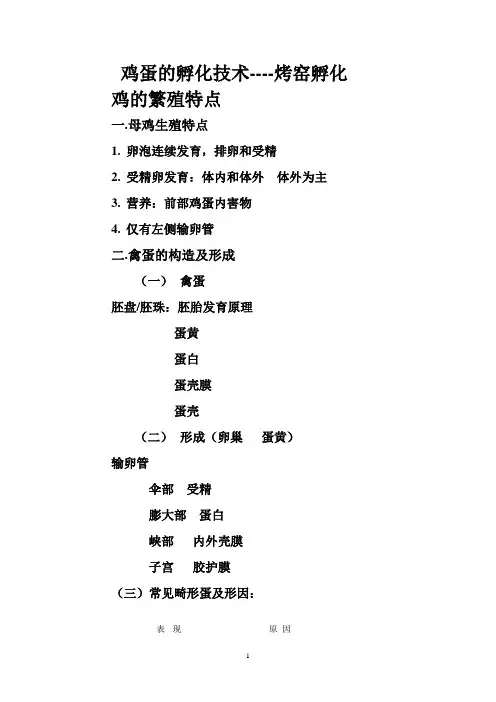 鸡蛋的孵化技术