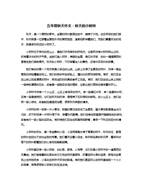五年级秋天作文：秋天的小树林