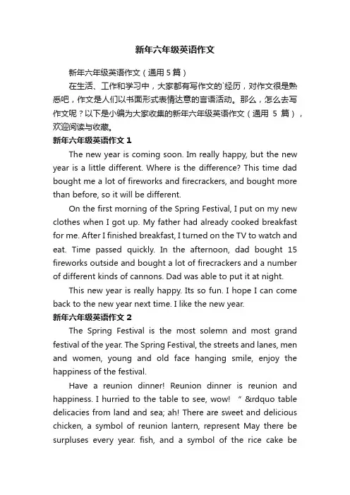 新年六年级英语作文（通用5篇）