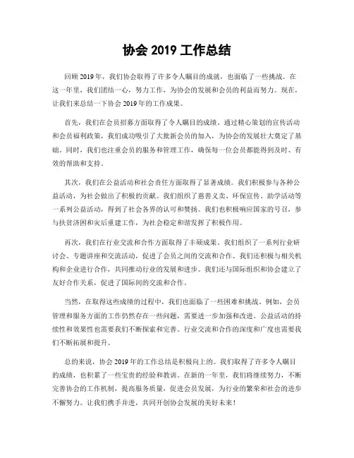 协会2019工作总结