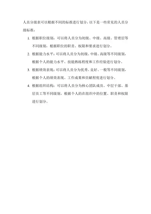 人员分级表