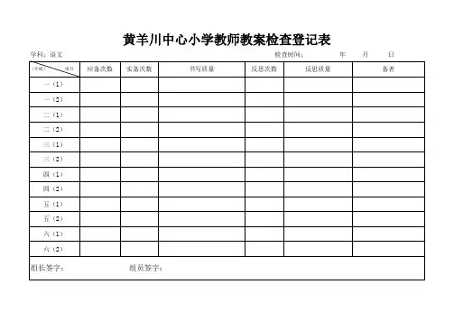 教案检查登记表(各科)