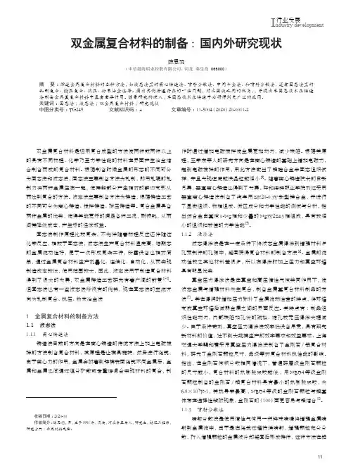 双金属复合材料的制备国内外研究现状