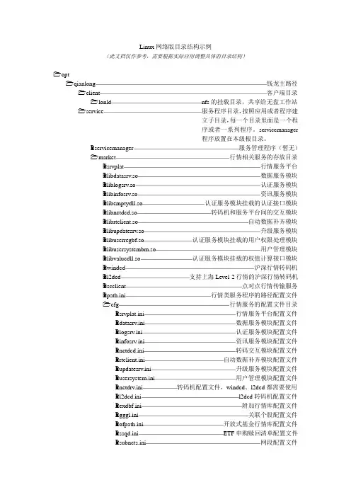 钱龙Linux网络版详细目录结构