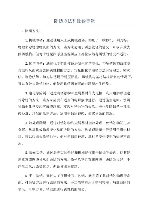 除锈方法和除锈等级