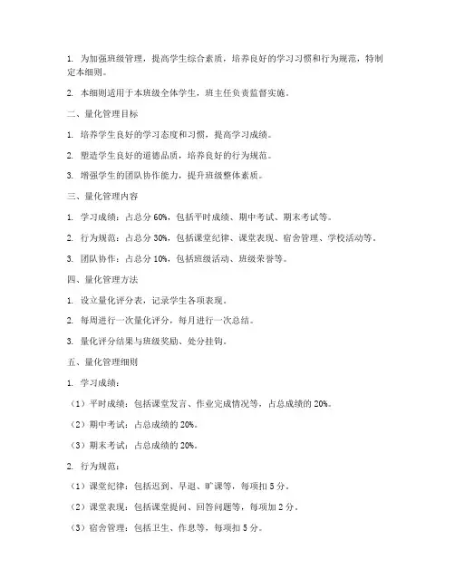 班规及量化管理实施细则