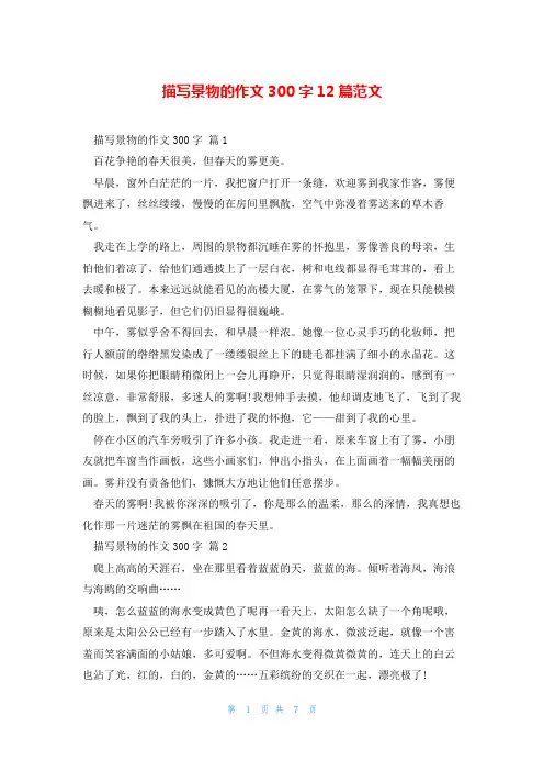 描写景物的作文300字12篇范文