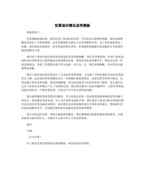 发票退回情况说明模板