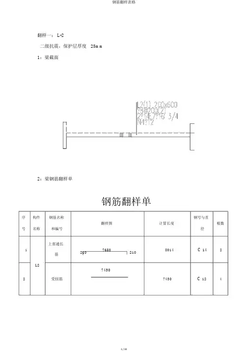 钢筋翻样表格
