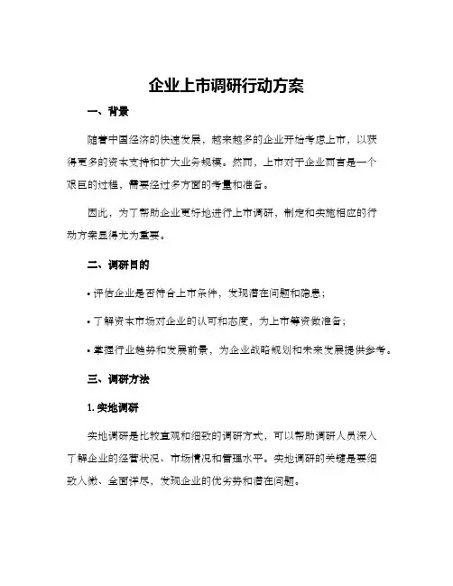 企业上市调研行动方案